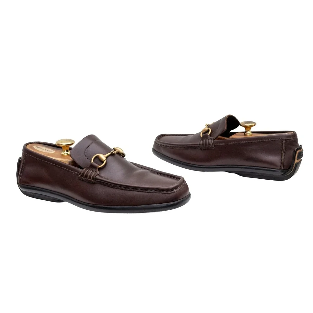 Gucci Horsebit Driving Loafers Brown Leather Moccasins Men's UK 8.5 US 9.5